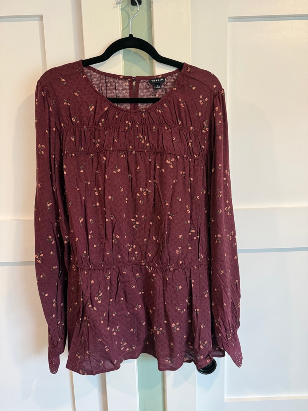 Torrid Maroon Floral Peasant Tunic